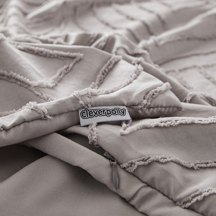 Tufted ultra soft microfiber quilt cover set-super king beige