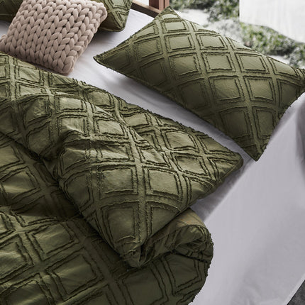 Tufted ultra soft microfiber quilt cover set-super king khaiki green