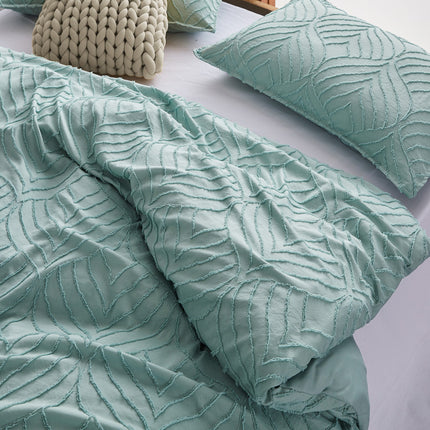 Tufted ultra soft microfiber quilt cover set-super king sage green