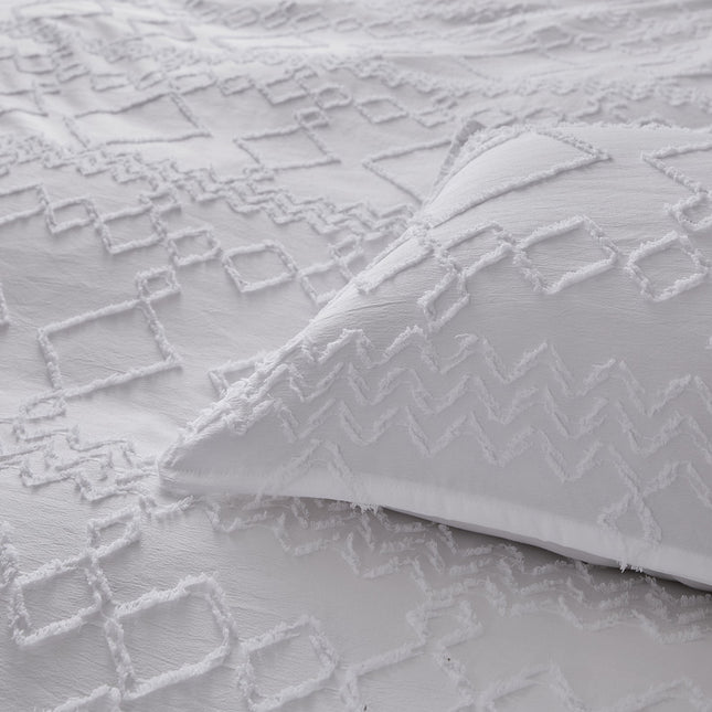 TUFTED MICROFIBRE SUPER SOFT TWIN PACK STANDARD PILLOWCASES-WHITE