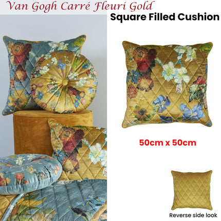 Bedding House Van Gogh Carr� Fleuri Gold Square Filled Cushion 50cm x 50cm
