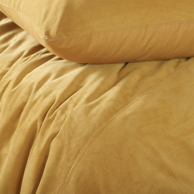 Vintage Design Homewares Gold Harmony Cotton Corduroy Quilt Cover Set Double