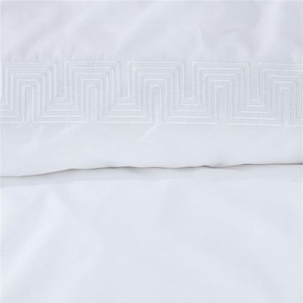 Riviera Maison Elowen White Cotton Quilt Cover Set Queen