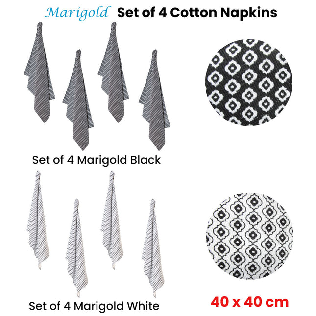 Set of 4 Christopher Vine Marigold Cotton Napkins 40cm x 40cm Black