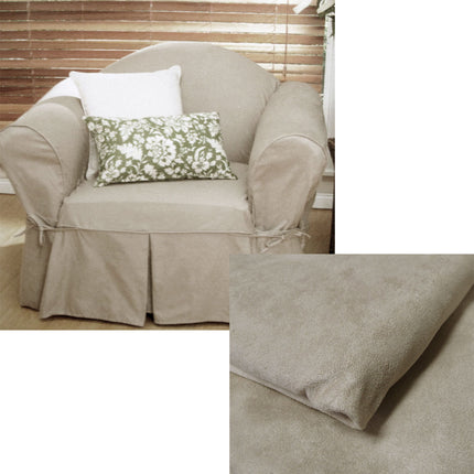 1 Seater Micro Suede Sofa Cover Taupe 81 x 109 cm