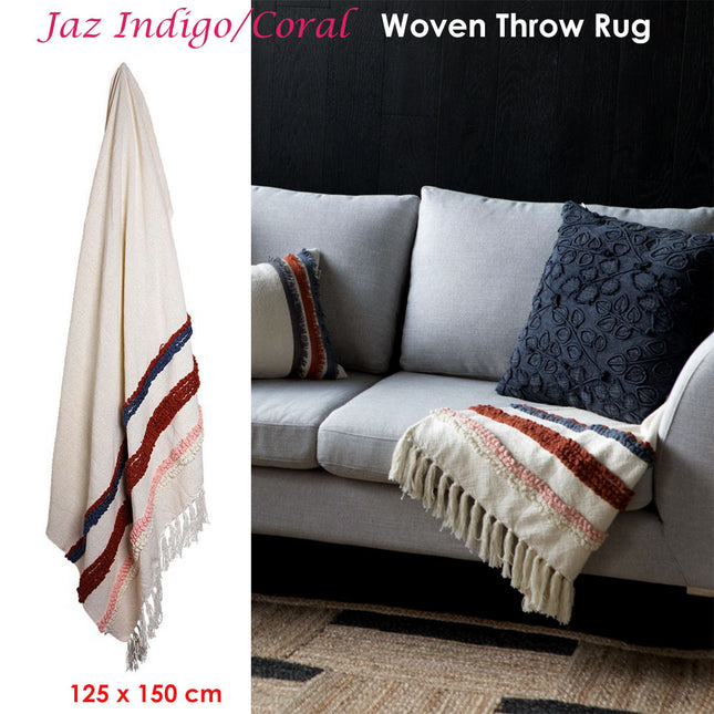 J.Elliot Home Jaz Indigo Coral Woven Throw Rug