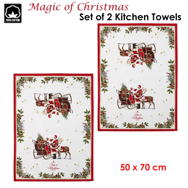 Ashdene Magic of Christmas by Richard Macneil Set of 2 Cotton Kitchen Towels 50 x 70 cm