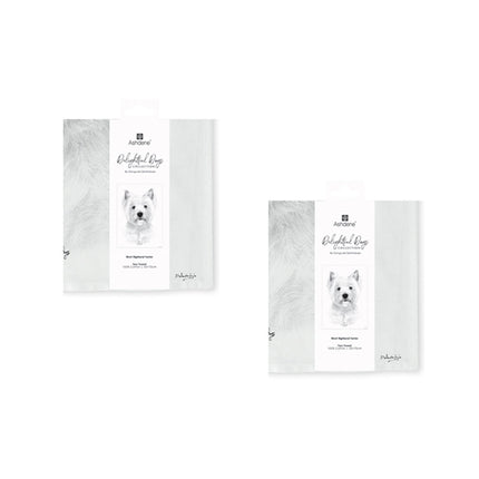 Set of 2 Delightful Dogs Cotton Kitchen Tea Towels 50 x 70 cm West Highland