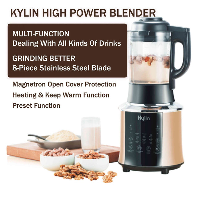 Kylin High Performance Heating Blender Mixer 1200W High Speed Food Processor - Gold
