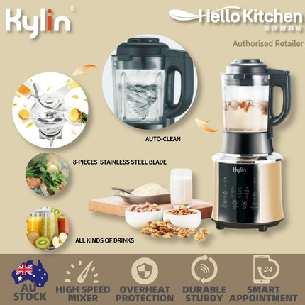 Kylin High Performance Heating Blender Mixer 1200W High Speed Food Processor - Gold