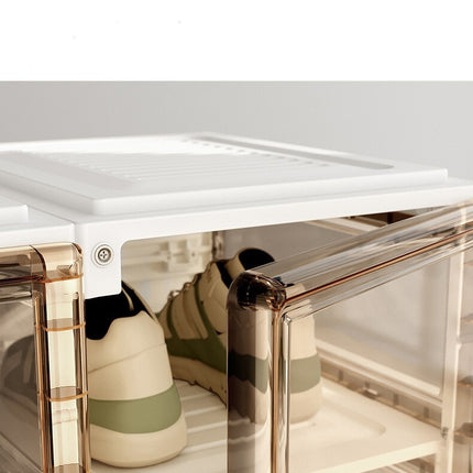 Kylin Cubes Storage Folding Shoe Box With 1 Column, 6 Grids, 3 Brown Door