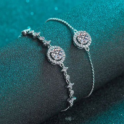 1 Carat Morganite Sterling Silver Bracelet | Celestial-inspired Design