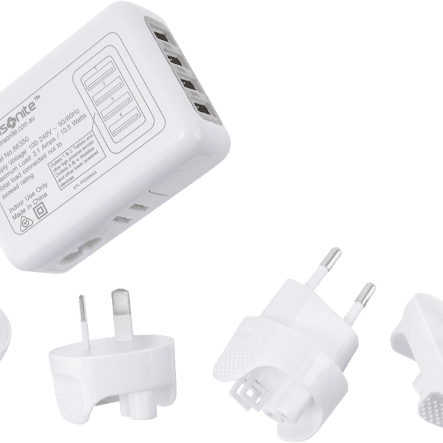 4 Port USB International Travel Plug White 5344982