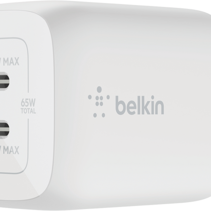 Belkin Dual USB-C GaN Wall Charger with PPS 65W WCH013AUWH