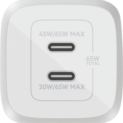 Belkin Dual USB-C GaN Wall Charger with PPS 65W WCH013AUWH