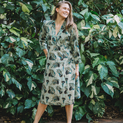 Cotton Midi Dress - Inayat Ajrak Floral Dress (Hand block print)