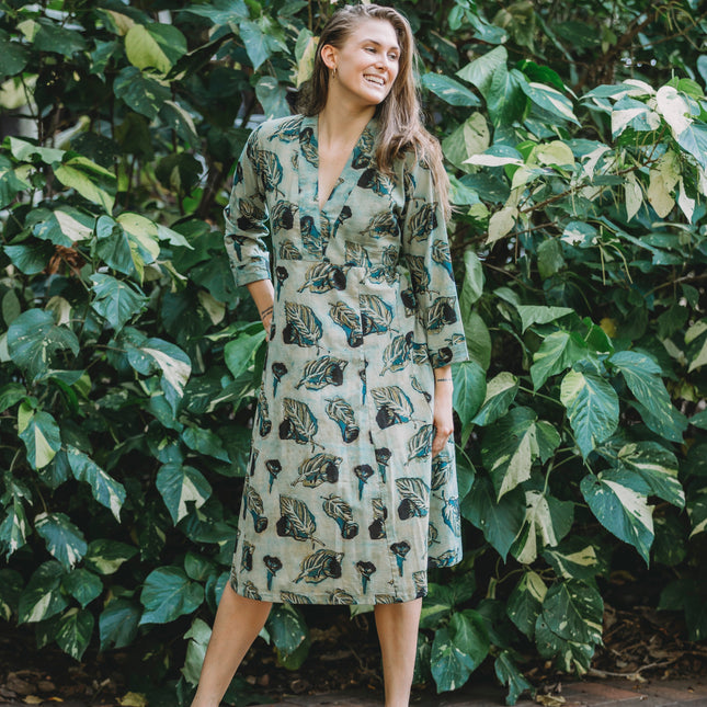 Cotton Midi Dress - Inayat Ajrak Floral Dress (Hand block print)