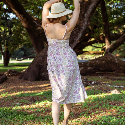 Cotton Dress - Inayat Floral Strappy Fitted Dress (Hand block print)