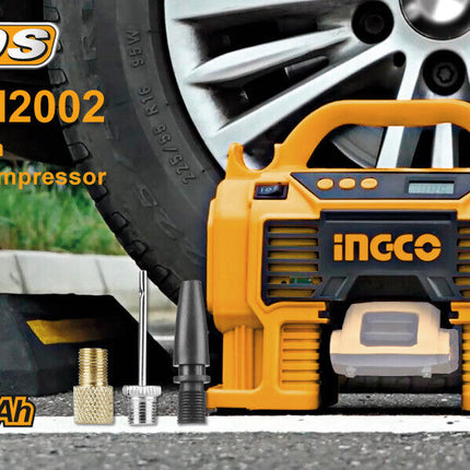 INGCO Air Compressor Car Tyre Deflator Inflator Pump 160PSI Auto Stop & Fittings