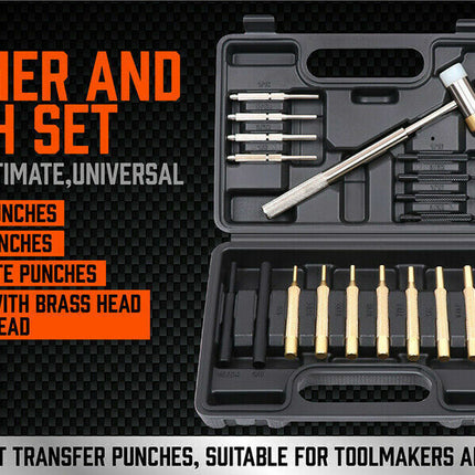 19Pc Hammer & Punch Set Brass / Roll Pin Punch Gun Builder Gunsmith Maintenance