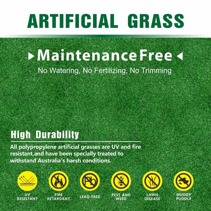 4 Sizes Artificial Grass Synthetic Fake Turf 2M x 5/10/15/20M Plastic Lawn New