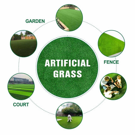 4 Sizes Artificial Grass Synthetic Fake Turf 2M x 5/10/15/20M Plastic Lawn New
