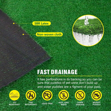 4 Sizes Artificial Grass Synthetic Fake Turf 2M x 5/10/15/20M Plastic Lawn New