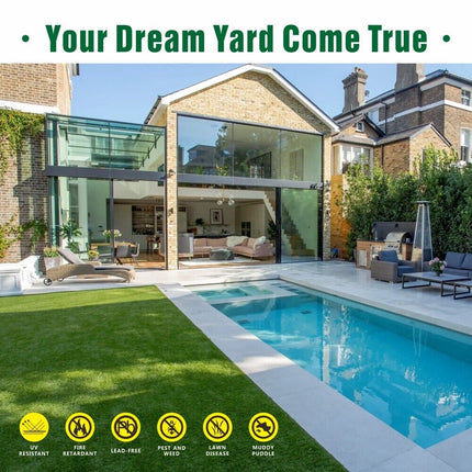 4 Sizes Artificial Grass Synthetic Fake Turf 2M x 5/10/15/20M Plastic Lawn New