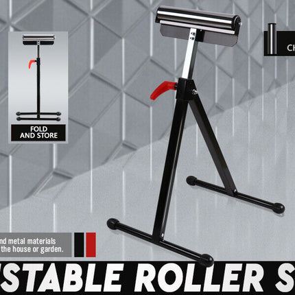 Foldable Roller Support Stand Adjustable Bench Holder 67-110cm Heavy Duty Steel