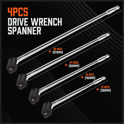 15" 18" 24" 38" Breaker Bar Socket Drive Wrench Long Spanner Heavy Duty 1/2 3/4"