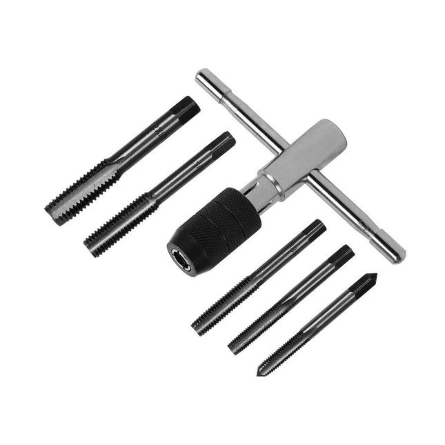 6Pc Tap Wrench Set T-Handle Screw Thread Taper M6 - M12 HSS Repair Heavy Duty