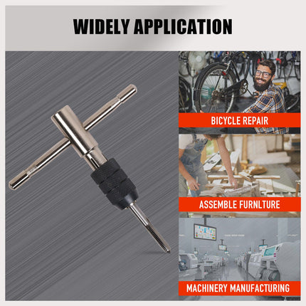 6Pc Tap Wrench Set T-Handle Screw Thread Taper M6 - M12 HSS Repair Heavy Duty