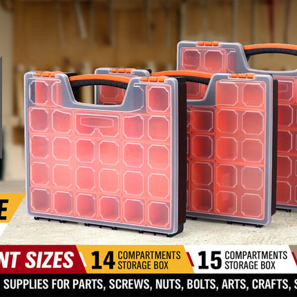14/15/22 Compartments Parts Storage Box Tool Organizer Plastic Bin Carry Case