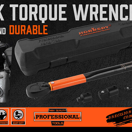 HORUSDY 4Pc 3/8" Drive Click Torque Wrench Ratchet Socket with Adaptor Extension