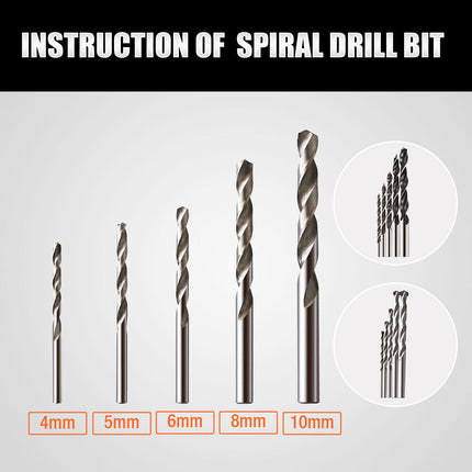 HSS Drill Bits Combination Set Wood Metal & Concrete Drilling Metric Titanium