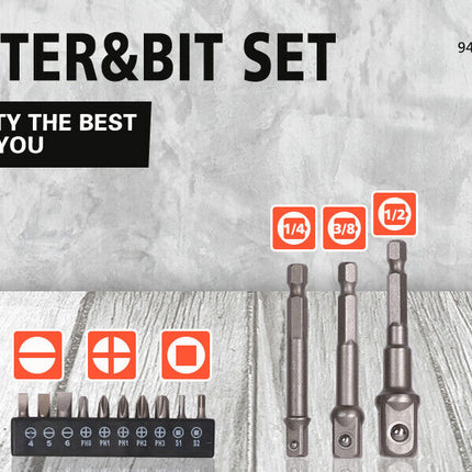 16Pc Socket Bit Adaptor Set Power Drill Nut Driver Extension Screwdriver Bits