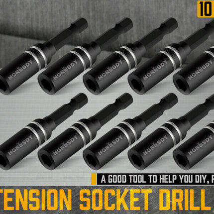 10Pc Magnetic Extension Socket Drill Bit Holder 1/4" Hex Screwdriver Nut Driver