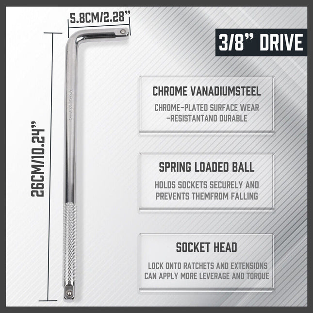 L Shape Socket Extension Bar 1/4" 3/8" 1/2" Drive Wrench Breaker CR-V Anti-Slip