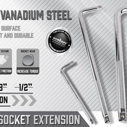L Shape Socket Extension Bar 1/4" 3/8" 1/2" Drive Wrench Breaker CR-V Anti-Slip