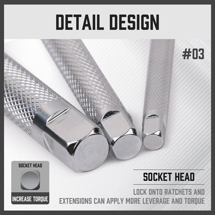 L Shape Socket Extension Bar 1/4" 3/8" 1/2" Drive Wrench Breaker CR-V Anti-Slip