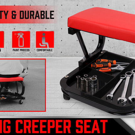 HORUSDY Rolling Creeper Seat Workshop Mechanic Stool Garage Repair Storage Tray