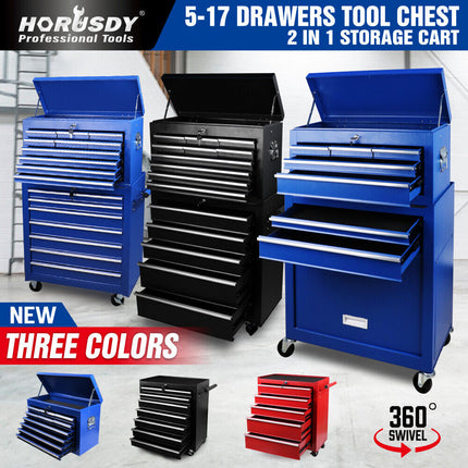 Tool Box Chest Cabinet Trolley, 5-17 Drawers Garage Storage Boxes