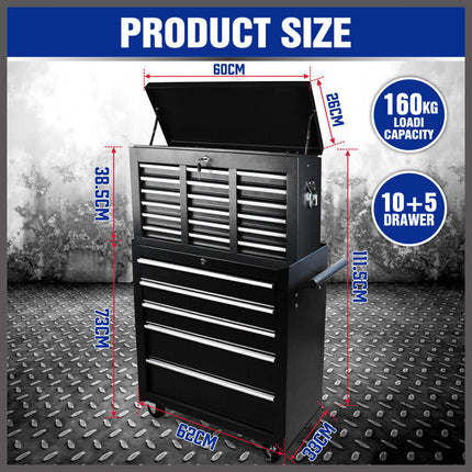 Tool Box Chest Cabinet Trolley, 5-17 Drawers Garage Storage Boxes