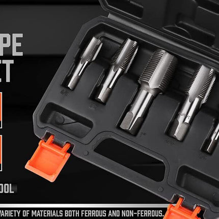 HORUSDY 6Pc NPT Pipe Tap Set Thread Tap Screw Tool 1/8" 1/4" 3/8" 1/2" 3/4" 1"