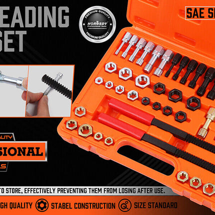 48-Pieces SAE and Metric Thread Restorer Kit Fractional Metric Thread Restorer