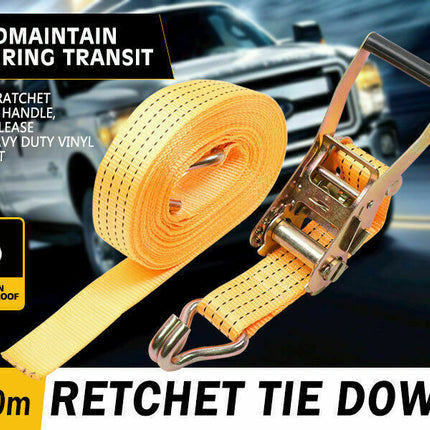50mm x 10M Tie Down Strap Heavy Duty Ratchet Straps Trailer Boat 2000KG Loading
