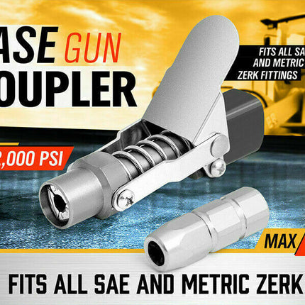 Grease Gun Coupler Quick Release & Lock 1/8‘’ NPT Rated 10,000 PSI Storage Case