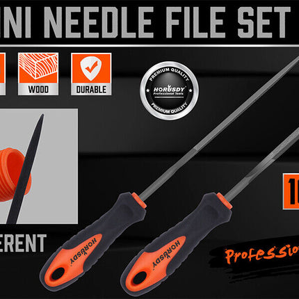 HORUSDY 2Pc 6.1" Flat Mini Needle File Set Metal Wood Carving Carpentry Tool