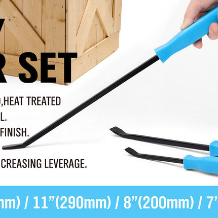 4Pc Steel Pry Bar Set Mechanic Nail Puller Pinch Breaker Wrecking Panel Beater