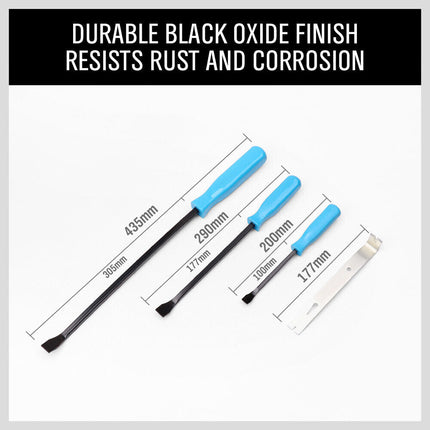 4Pc Steel Pry Bar Set Mechanic Nail Puller Pinch Breaker Wrecking Panel Beater